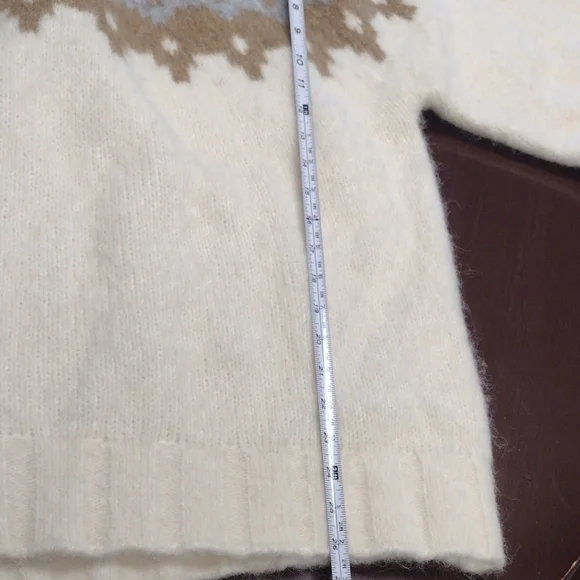 NEWBanana Republic51% Alpaca Cream Turtleneck Bosque Oversized Fair Isle Sweater - Picture 11 of 13